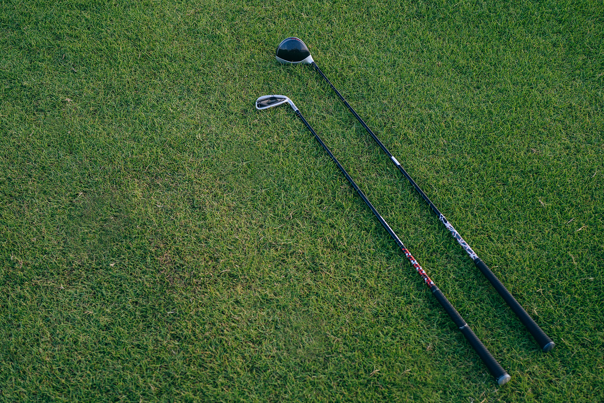 Golf clubs on golf course