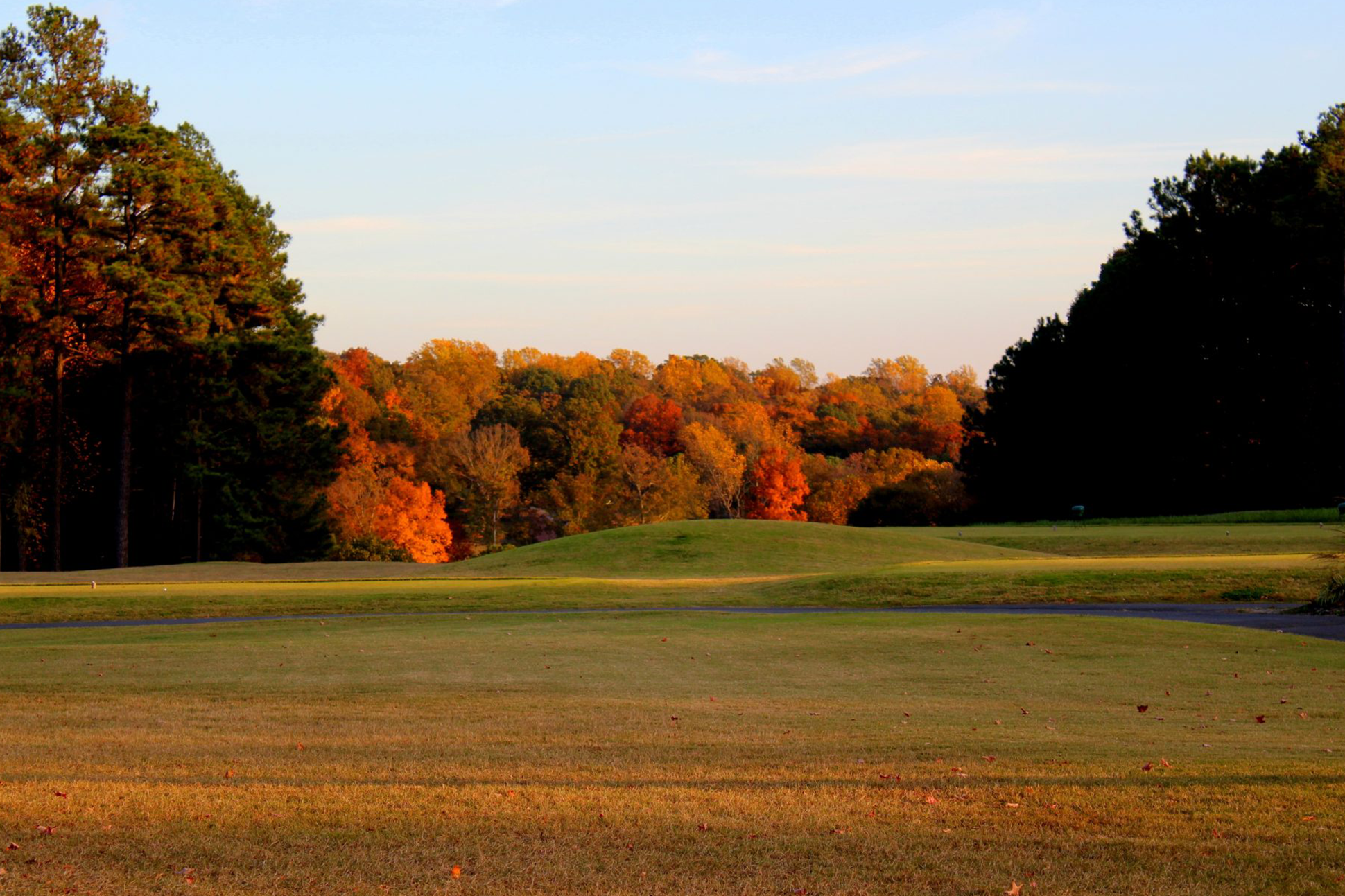 Sunset and autumn trees on Hanover Golf Course