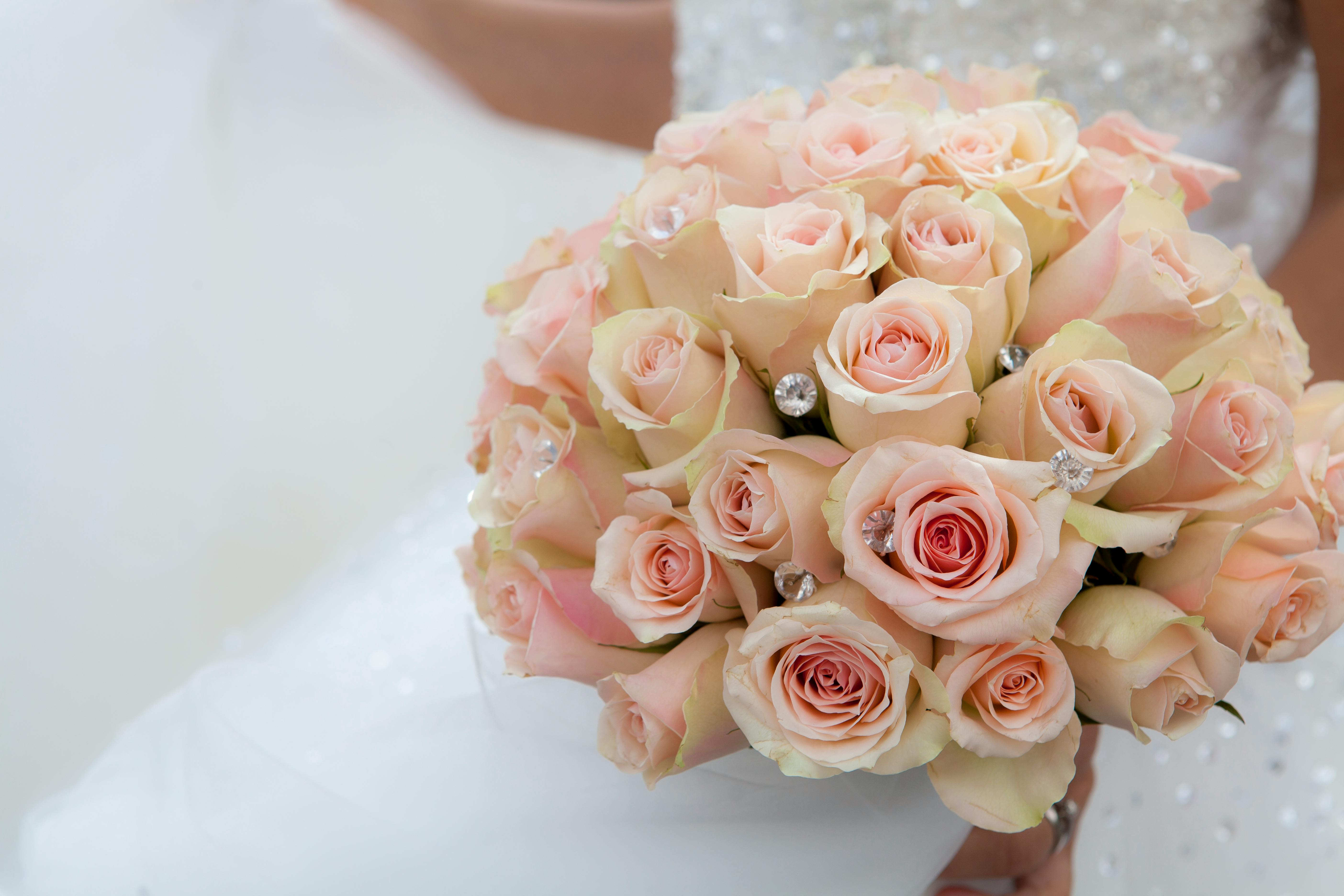 Wedding bouquet of pink roses
